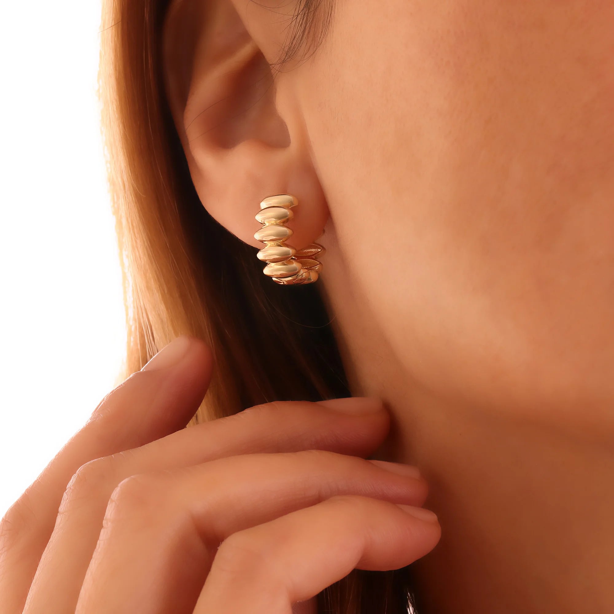 14 Ayar Altın Dilimli Küpe