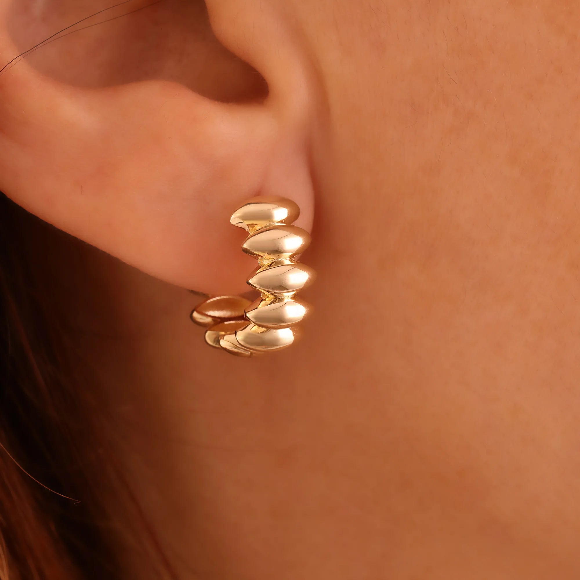 14 Ayar Altın Dilimli Küpe