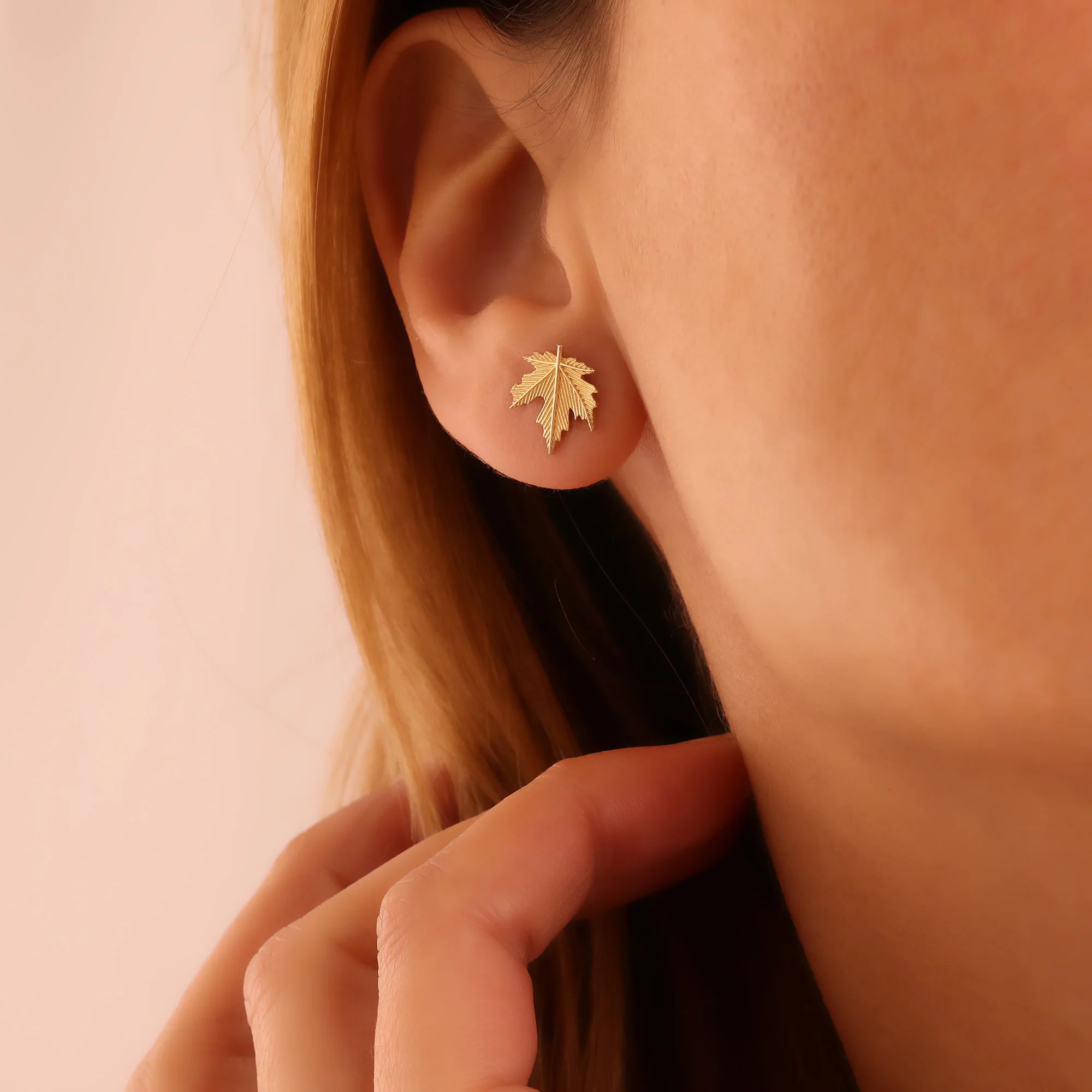 14K Gold Maple Leaf Earrings