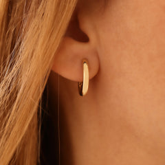 14 Ayar Altın Oval Halka Küpe