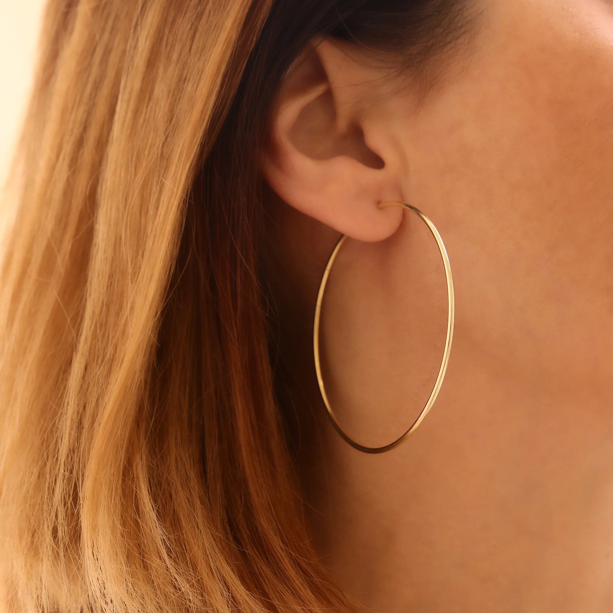 14 Ayar Altın Halka Küpe (6 cm)