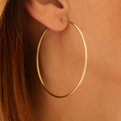 14 Ayar Altın Halka Küpe (6 cm)