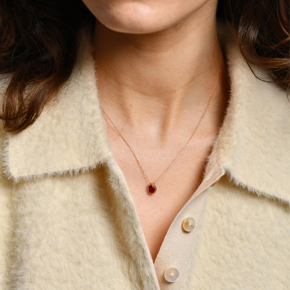 14-Ayar-Altin-Pear-Yakut-Kolye