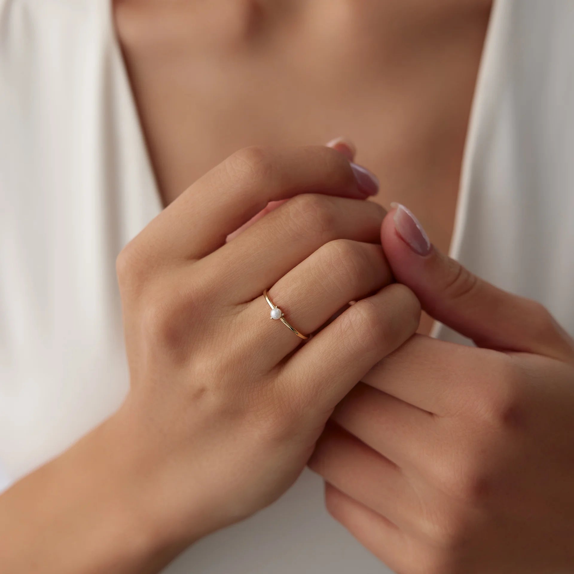 14 Ayar Altın İnci Yüzük