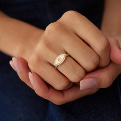 14 Ayar Altın Taşlı Göz Yüzük