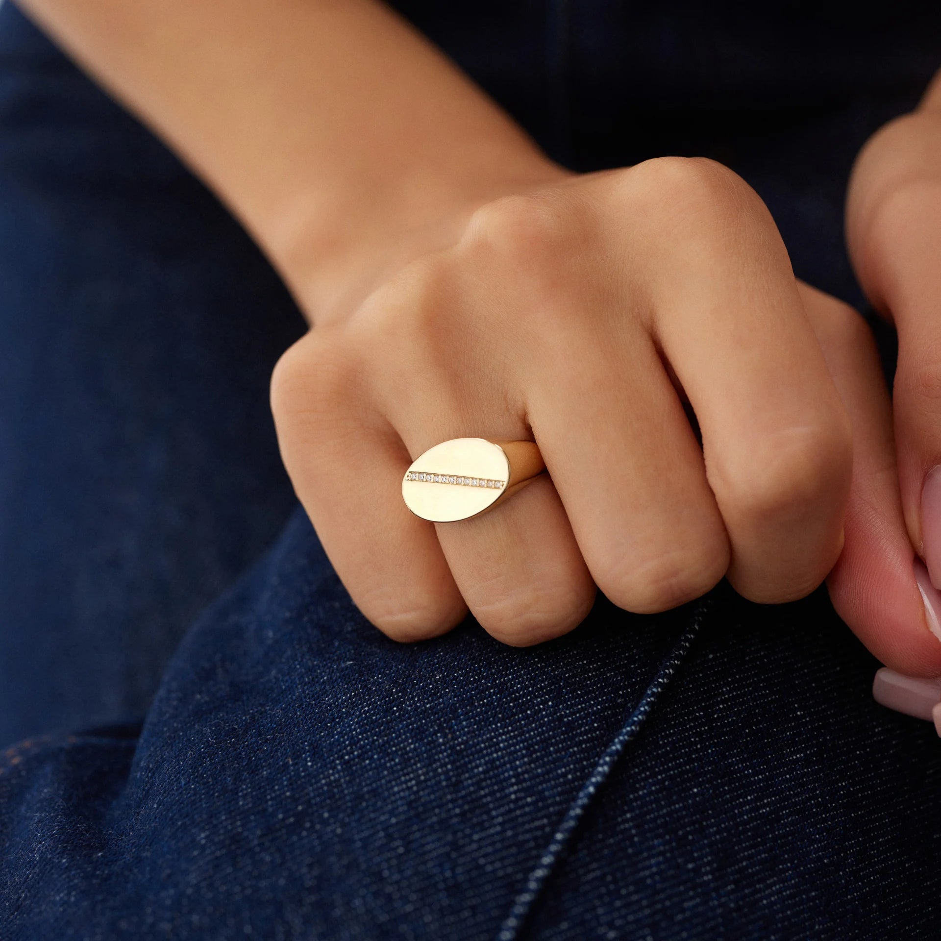 14 Ayar Altın Çizgi Şövalye Yüzük