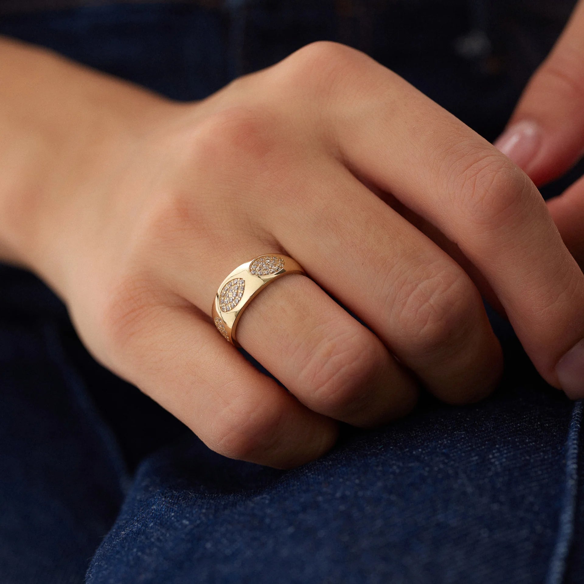 14 Ayar Altın Çoklu Göz Yüzük