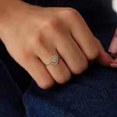 14 Ayar Altın Kalp Desen Baget Yüzük