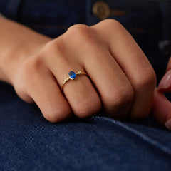 14 Ayar Altın Lapis Lazuli Taşlı Yüzük