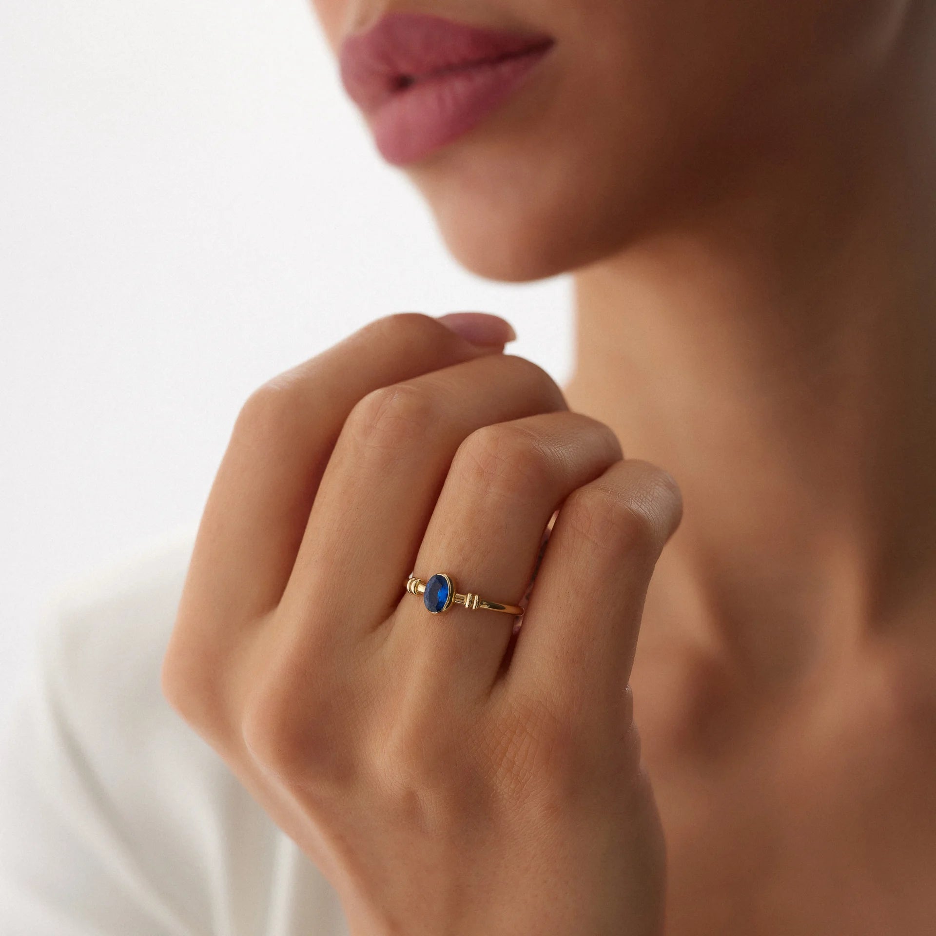 14 Ayar Altın Lapis Lazuli Taşlı Yüzük