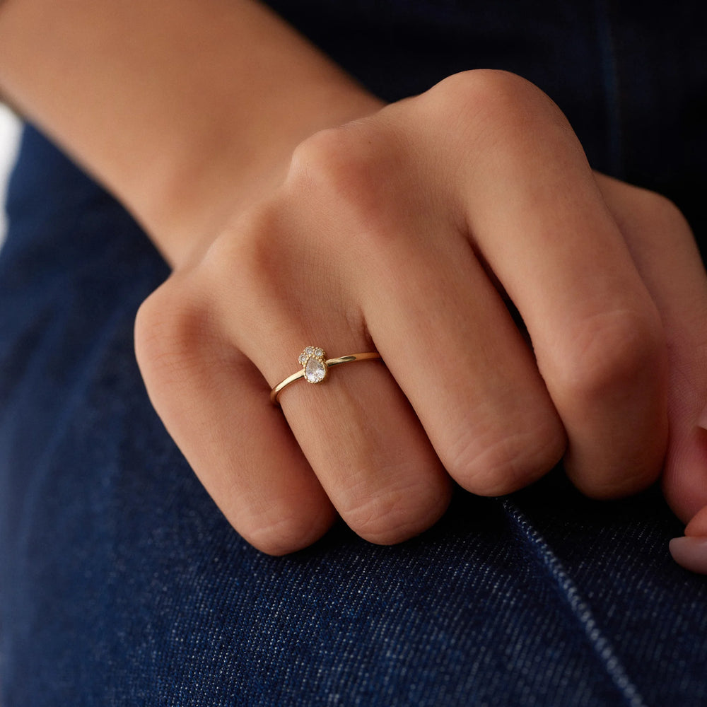 14 Ayar Altın Taşlı Pati Yüzük