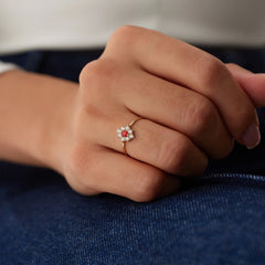 14 Ayar Altın Sitrin Taşlı Yüzük