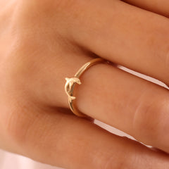 14 Ayar Altın Yunus Balığı Yüzük