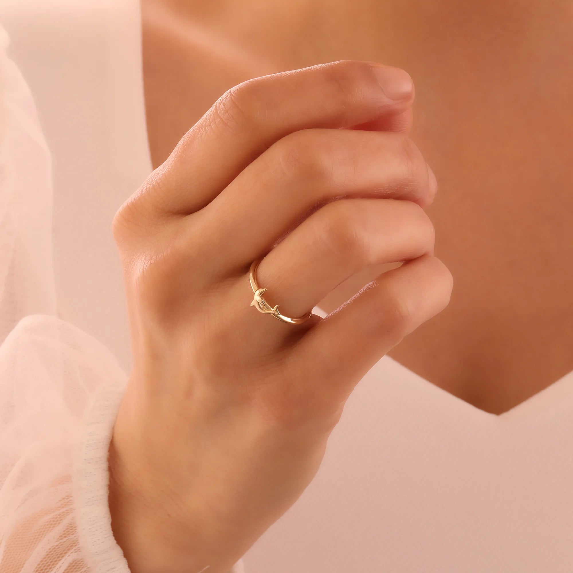 14 Ayar Altın Yunus Balığı Yüzük