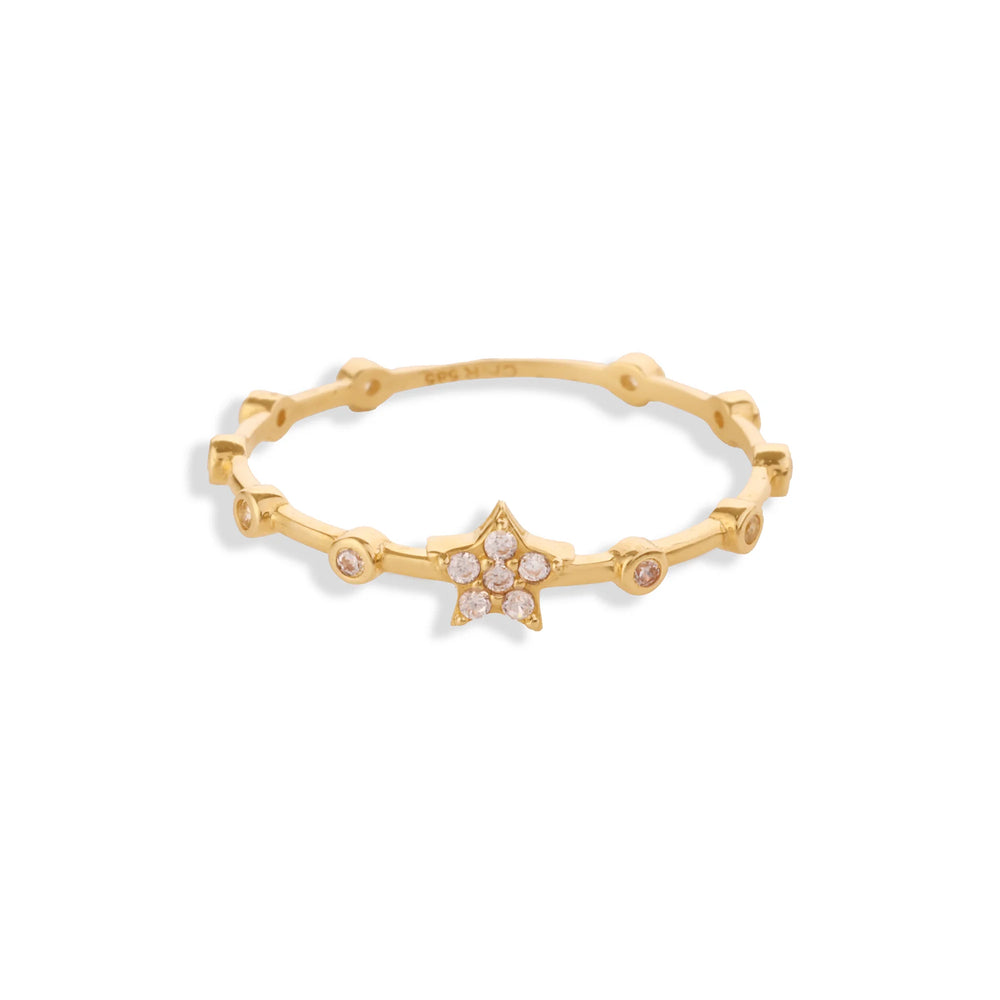 14 Ayar Altın Minimal Yıldız Yüzük