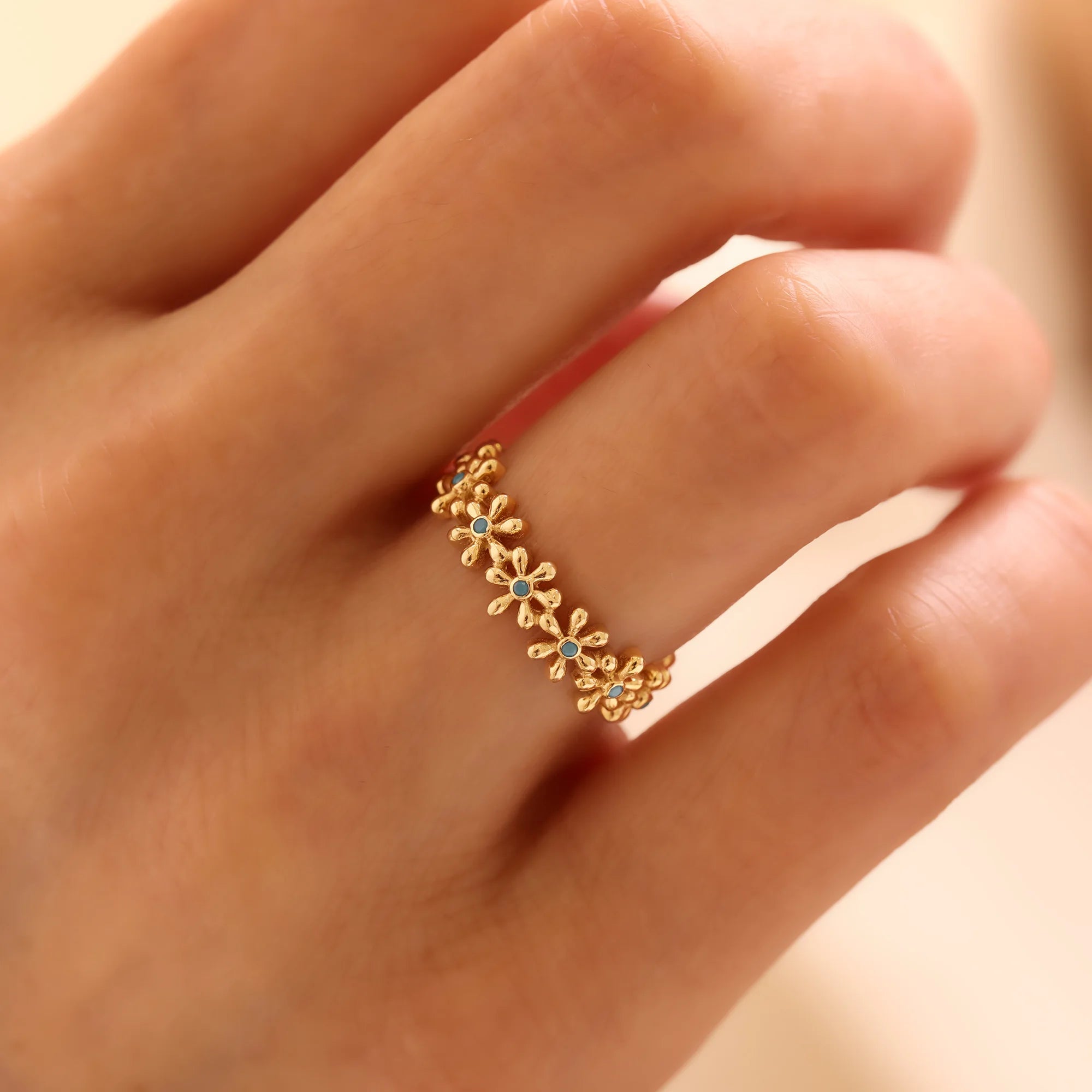 14 Ayar Altın Papatya Yüzük