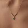 14 Ayar Altın Zümrüt Vintage Kolye