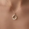 14 Ayar Altın Eğimli Halka Kolye