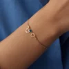 14 Ayar Altın Kalp Çiçek Göz Bileklik