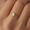14 Ayar Altın Minimal Toplu Kalp Plaka Yüzük