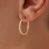 14 Ayar Altın Çizgi Halka Küpe
