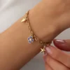 14 Ayar Altın Yonca & Yıldız & Kalp Charm Bileklik