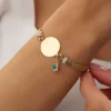 14 Ayar Altın Plaka Göz Charm Viyana Bileklik