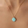 14 Ayar Altın Mavi Yonca Kolye