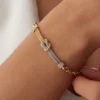 14 Ayar Altın Çift Renk Düğüm Zincir Bileklik